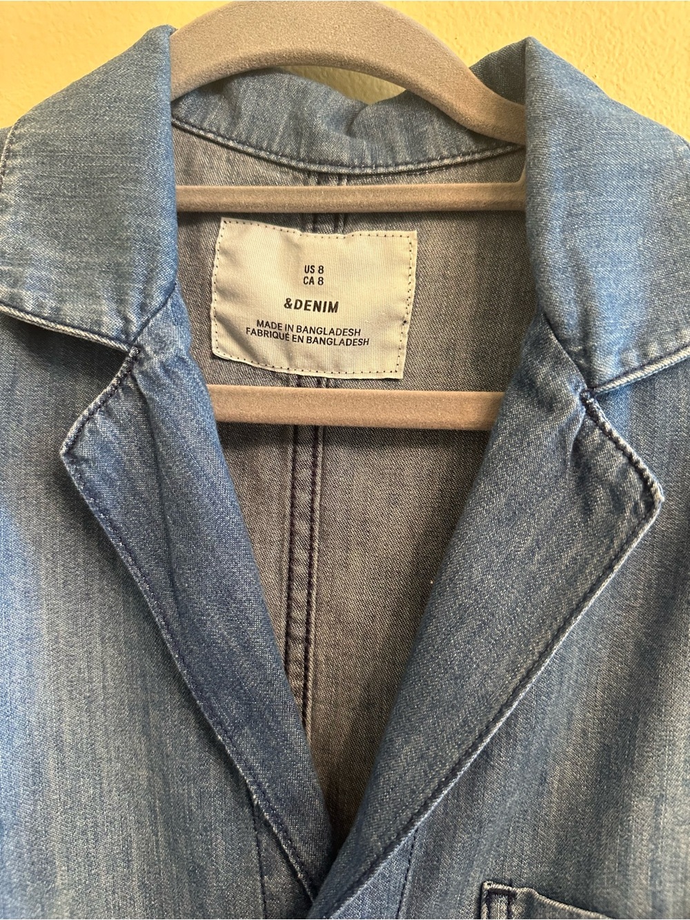 &Denim Chambray Belted Wide Leg Jumpsuit Women's Medium Button Front Sz 8 - Picture 3 of 14